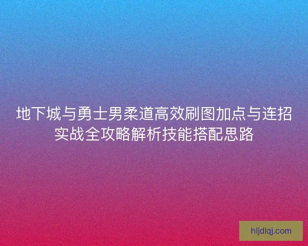 地下城与勇士男柔道高效刷图加点与连招实战全攻略解析技能搭配思路